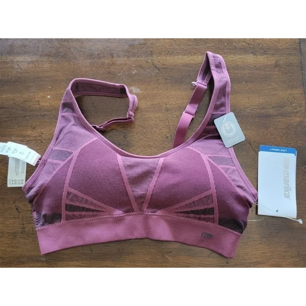 NWT Marika M Leah Seamless Sports Bra Dusty Mauve 121692